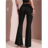 image:imageWomens Square Rhinestone Ring Flare Leggings Crossover Waist Long Bell Bottoms Y2K PantsBlack