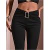 image:imageWomens Square Rhinestone Ring Flare Leggings Crossover Waist Long Bell Bottoms Y2K PantsBlack