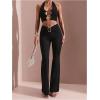 image:imageWomens Square Rhinestone Ring Flare Leggings Crossover Waist Long Bell Bottoms Y2K PantsBlack