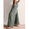 image:imageWomens Washed Baggy Pants Wide Leg Trousers High Waisted Loose Pants Casual OutfitsArmy Green