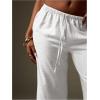 image:imageWomens Wide Leg Casual Pants Drawstring Waist Low Rise Boho Trousers Beach Resort Outfit with PocketsWhite