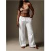 image:imageWomens Wide Leg Casual Pants Drawstring Waist Low Rise Boho Trousers Beach Resort Outfit with PocketsWhite