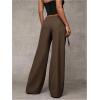 image:imageWomens Wide Leg Dress Pants Drawstring Eyelet Baggy Business Work Long Pants TrousersCoffee Brown