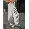 image:imageWomens Wide Leg Pants Elastic Waist Satin Pants Y2k Baggy Low Rise Long TrousersSilver
