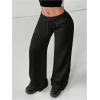 image:imageWomens Wide Leg Sweatpants Drawstring Elastic Workout Athletic Running Sweat Track Pants JoggersBlack