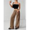 image:imageWomens Wide Leg Sweatpants Drawstring Elastic Workout Athletic Running Sweat Track Pants JoggersDeep Khaki