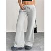 image:imageWomens Wide Leg Sweatpants Drawstring Elastic Workout Athletic Running Sweat Track Pants JoggersGrey