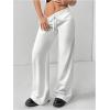 image:imageWomens Wide Leg Sweatpants Drawstring Elastic Workout Athletic Running Sweat Track Pants JoggersWhite