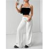 image:imageWomens Wide Leg Sweatpants Drawstring Elastic Workout Athletic Running Sweat Track Pants JoggersWhite