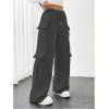image:imageWomens Wide Leg Sweatpants Drawstring Waist Baggy Cargo Pants Casual Trousers with PocketsDark Grey
