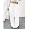 image:imageWomens Wide Leg Sweatpants Drawstring Waist Baggy Cargo Pants Casual Trousers with PocketsWhite