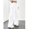 image:imageWomens Wide Leg Sweatpants Drawstring Waist Baggy Cargo Pants Casual Trousers with PocketsWhite