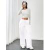 image:imageWomens Wide Leg Sweatpants Drawstring Waist Baggy Cargo Pants Casual Trousers with PocketsWhite