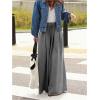 image:imageWomens Wide Leg Sweatpants High Elastic Waist Flowy Palazzo Pants Loose Baggy Pants BottomsPlain Light Grey