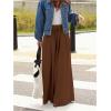 image:imageWomens Wide Leg Sweatpants High Elastic Waist Flowy Palazzo Pants Loose Baggy Pants BottomsPure Brown