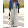image:imageWomens Wide Leg Sweatpants High Elastic Waist Flowy Palazzo Pants Loose Baggy Pants BottomsPure Grey