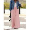 image:imageWomens Wide Leg Sweatpants High Elastic Waist Flowy Palazzo Pants Loose Baggy Pants BottomsPure Pink