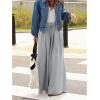 image:imageWomens Wide Leg Sweatpants High Elastic Waist Flowy Palazzo Pants Loose Baggy Pants BottomsSolid Grey