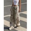 image:imageWomens Y2K Camo Maple Leaf Print Sweatpants Baggy Hip Pop Elastic Waist Long Pants StreetwearKhaki
