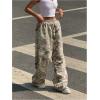 image:imageWomens Y2K Camo Maple Leaf Print Sweatpants Baggy Hip Pop Elastic Waist Long Pants StreetwearKhaki