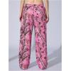 image:imageWomens Y2K Camo Maple Leaf Print Sweatpants Baggy Hip Pop Elastic Waist Long Pants StreetwearPink