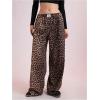 image:imageWomens Y2K Cheetah Wide Leg Sweatpants Elastic Waist Sports Pants Casual Long TrousersBrown