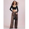 image:imageWomens Y2K Cheetah Wide Leg Sweatpants Elastic Waist Sports Pants Casual Long TrousersBrown