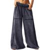 image:imageWomens Baggy Sweatpants Color Block Patchwork Wide Leg Sweat Pants Palazzo Flowy Pants JoggersGrey