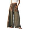 image:imageWomens Baggy Sweatpants Color Block Patchwork Wide Leg Sweat Pants Palazzo Flowy Pants JoggersMulticolor