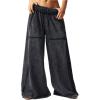 image:imageWomens Baggy Sweatpants Color Block Patchwork Wide Leg Sweat Pants Palazzo Flowy Pants JoggersSolid Black