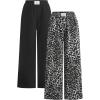 image:imageWomens Cheetah Leopard Pants Patched Elastic Waist Wide Leg Baggy Sweatpants Y2k Pants 2 PackBlack Grey Leopard