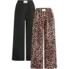 image:imageWomens Cheetah Leopard Pants Patched Elastic Waist Wide Leg Baggy Sweatpants Y2k Pants 2 PackBlack Leoaprd