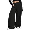 image:imageWomens Drawstring Elastic Waist Sweatpants Wide Leg Athletic PantsBlack