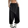 image:imageWomens Hippie Baggy Harem Pants Drawstring Waist Drop Crotch Trousers Asymmetrical Wrap StreetwearBlack