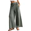 image:imageWomens Washed Baggy Pants Wide Leg Trousers High Waisted Loose Pants Casual OutfitsArmy Green