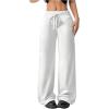image:imageWomens Wide Leg Sweatpants Drawstring Elastic Workout Athletic Running Sweat Track Pants JoggersWhite