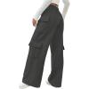 image:imageWomens Wide Leg Sweatpants Drawstring Waist Baggy Cargo Pants Casual Trousers with PocketsDark Grey