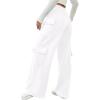 image:imageWomens Wide Leg Sweatpants Drawstring Waist Baggy Cargo Pants Casual Trousers with PocketsWhite