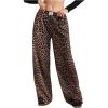 image:imageWomens Y2K Cheetah Wide Leg Sweatpants Elastic Waist Sports Pants Casual Long TrousersBrown