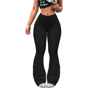 image:imageWomens High Waisted Flare Leggings Sports Yoga Flared Pants Bell Bottom TrousersBlack