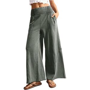 image:imageWomens Washed Baggy Pants Wide Leg Trousers High Waisted Loose Pants Casual OutfitsArmy Green