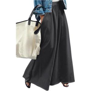 image:imageWomens Wide Leg Sweatpants High Elastic Waist Flowy Palazzo Pants Loose Baggy Pants BottomsDeep Grey