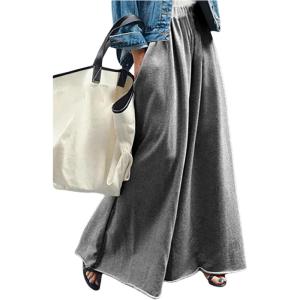 image:imageWomens Wide Leg Sweatpants High Elastic Waist Flowy Palazzo Pants Loose Baggy Pants BottomsPlain Light Grey