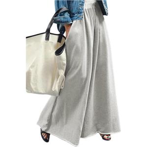 image:imageWomens Wide Leg Sweatpants High Elastic Waist Flowy Palazzo Pants Loose Baggy Pants BottomsPure Grey