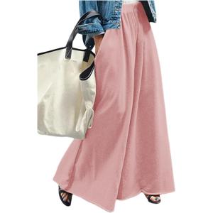 image:imageWomens Wide Leg Sweatpants High Elastic Waist Flowy Palazzo Pants Loose Baggy Pants BottomsPure Pink