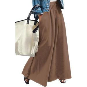 image:imageWomens Wide Leg Sweatpants High Elastic Waist Flowy Palazzo Pants Loose Baggy Pants BottomsSolid Brown