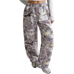 image:imageWomens Y2K Camo Maple Leaf Print Sweatpants Baggy Hip Pop Elastic Waist Long Pants StreetwearGrey Camo