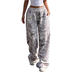 image:imageWomens Y2K Camo Maple Leaf Print Sweatpants Baggy Hip Pop Elastic Waist Long Pants StreetwearMulticolor