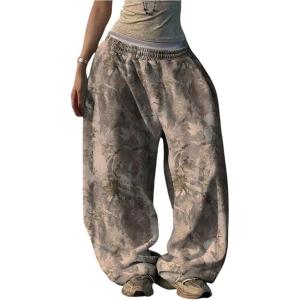 image:imageWomens Y2K Camo Maple Leaf Print Sweatpants Baggy Hip Pop Elastic Waist Long Pants StreetwearMulticolor Camo