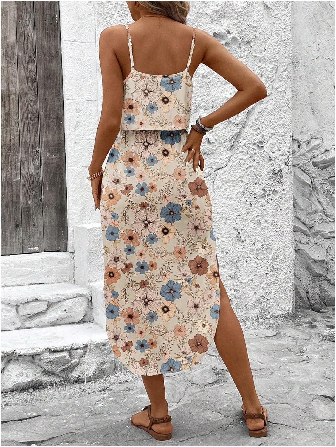 image:imageWomens Spaghetti Strap Tie Dye Cami Sun Dress Beach Midi Summer Dresses Resort Wear Vacation OutfitsFloral Multicolor